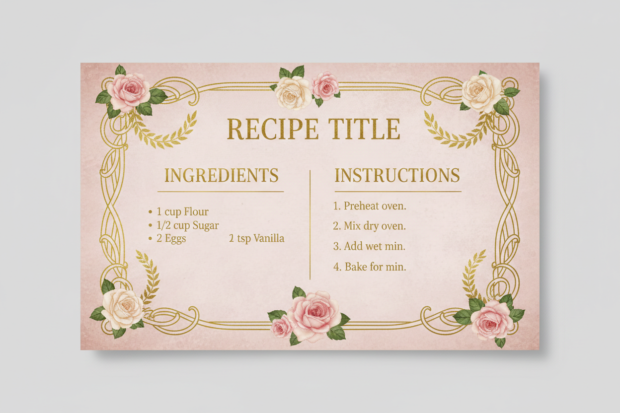 Elegant Vintage Recipe Card