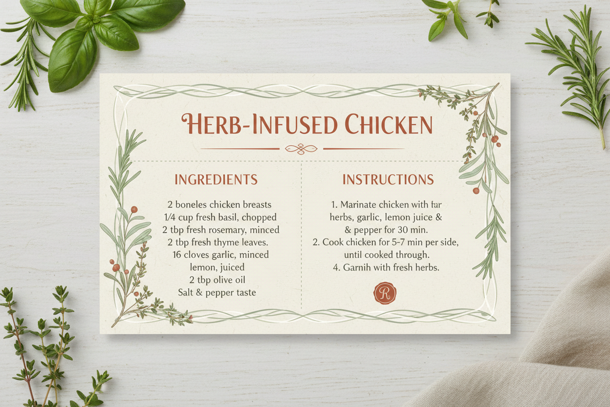 Printable Recipe Card Design